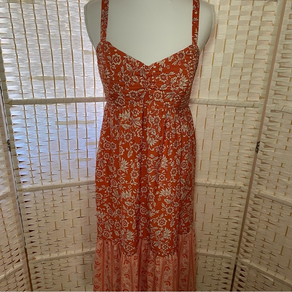 Band Of The Free, Free People Maxi Orange  Floral Print Sun Dress